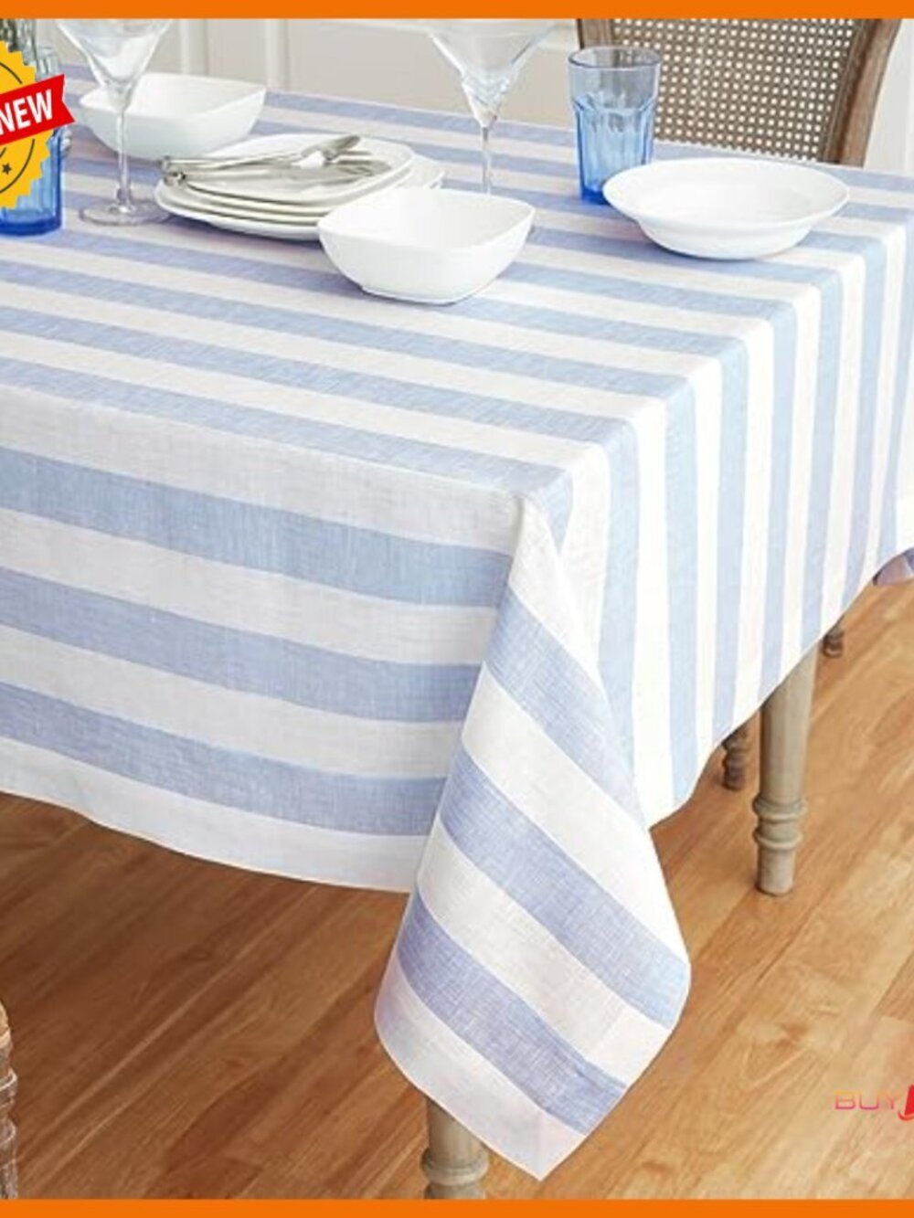 100% Pure Linen Tablecloth 60x132 Inch Rectangular Machine Washable - Picture 2 of 7